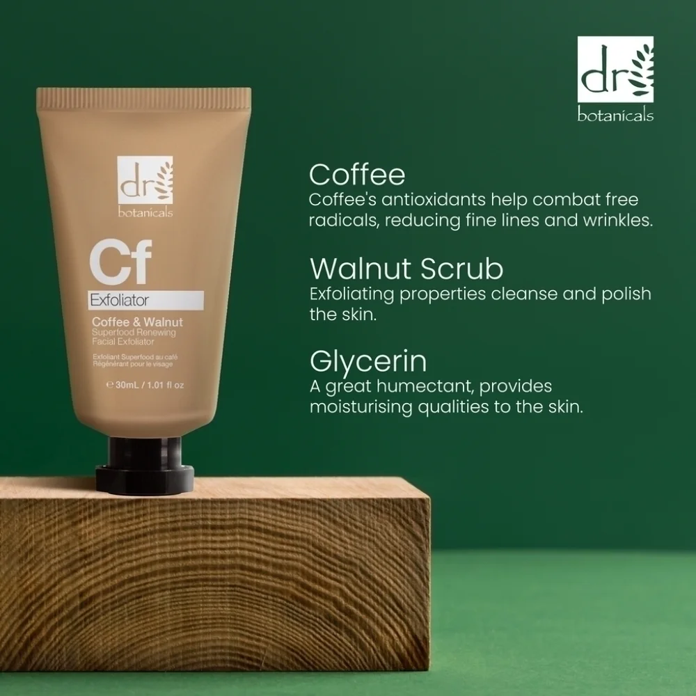 Dr. Botanicals Coffee & Walnut Superfood Renewing Facial Exfoliator